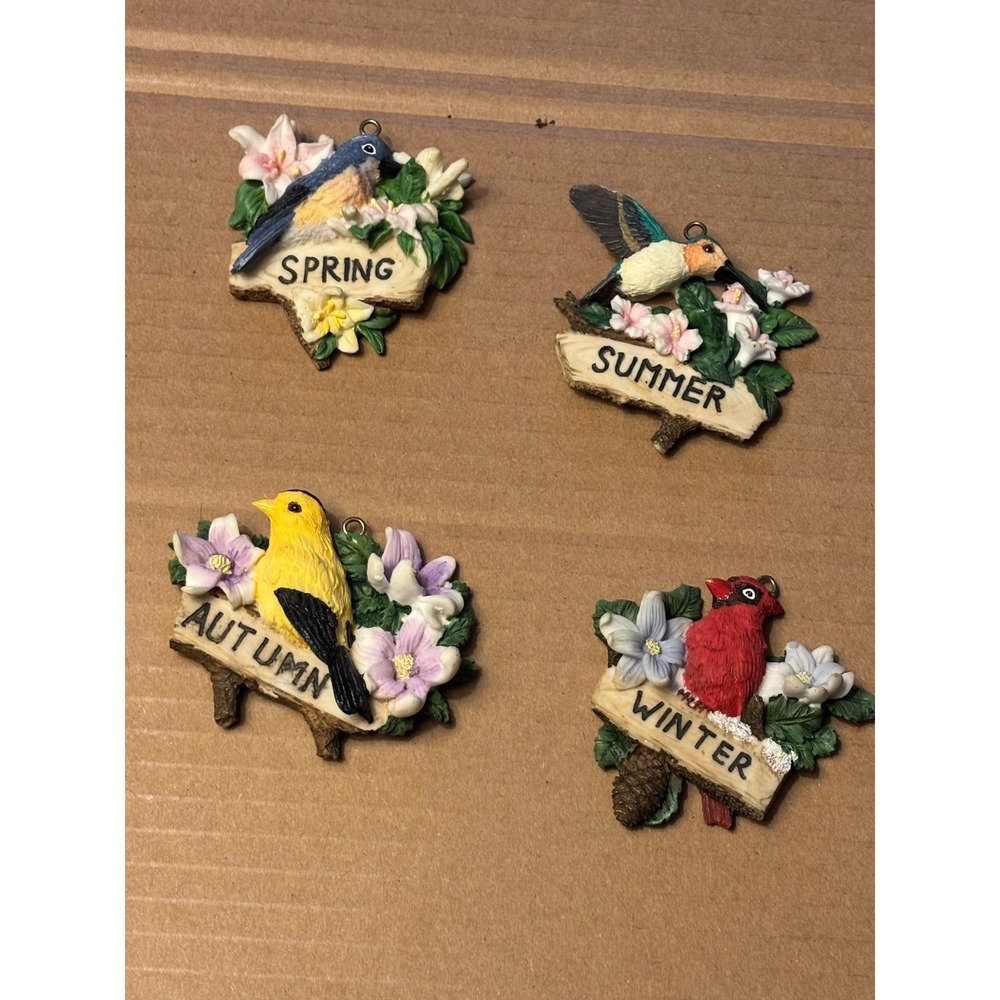 Vintage Birds 4 Seasons Hanging Garden Decor Set Spring,Autumn,Winter,Summer